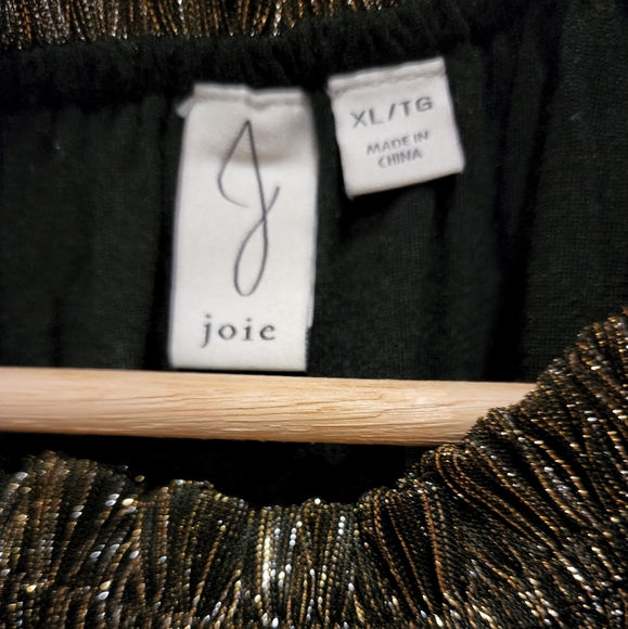 Joie Sparkly Metallic Party Top Sz XL gold black - Picture 4 of 6